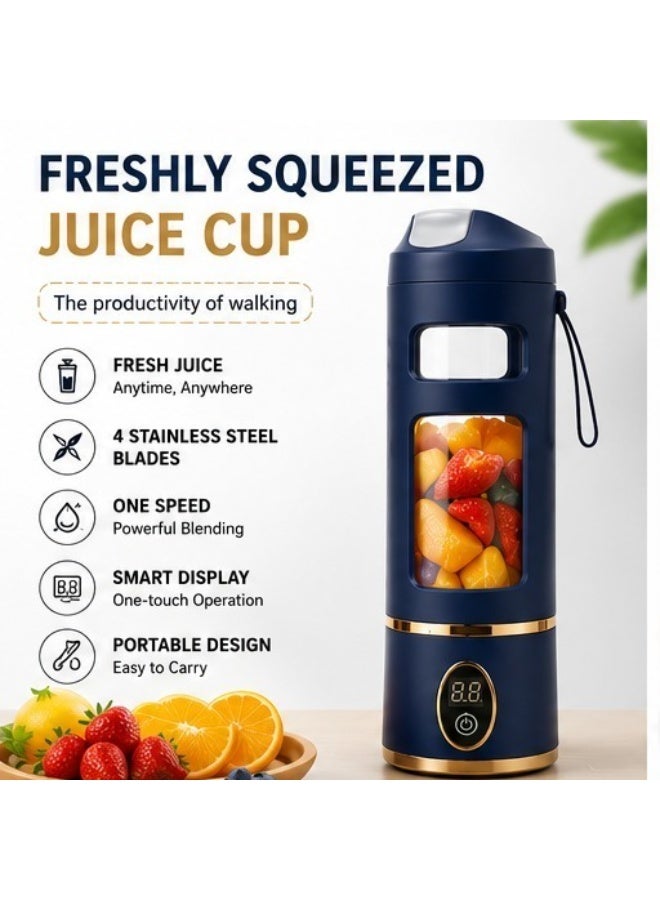 Portable Blender, Personal-Sized USB Juicer Cup, 450ml Fruit Blender with Rechargeable Battery, Mini Travel Blender for Juices, Smoothies, and Baby Food (50W, 1500mAh Battery) - Image 1