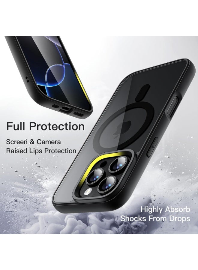 Magnetic Case for iPhone 16 Pro 6.3-Inch Compatible with MagSafe, Shockproof Phone Bumper Cover, Solid Color Matte TPU Frame, Anti-Scratch Clear Back (Black) - Image 4