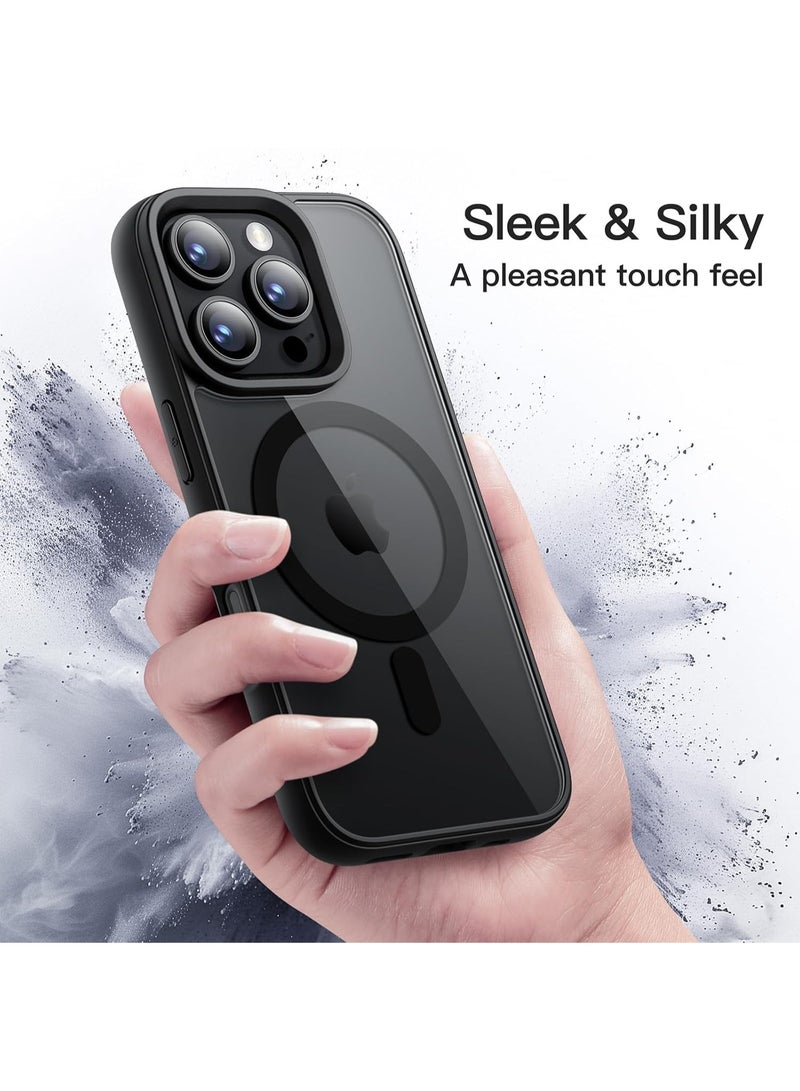 Magnetic Case for iPhone 16 Pro 6.3-Inch Compatible with MagSafe, Shockproof Phone Bumper Cover, Solid Color Matte TPU Frame, Anti-Scratch Clear Back (Black) - Image 2
