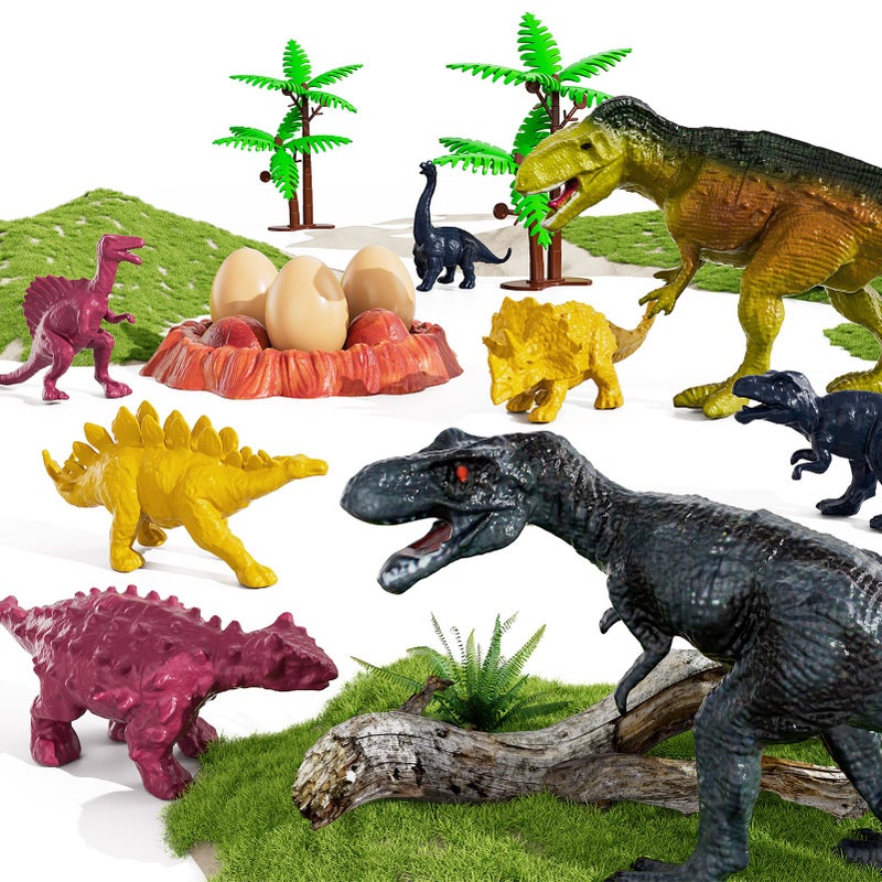 TEMI Dinosaur Truck Toys for Kids 3-5 Years, Tyrannosaurus Transport Car Carrier Truck with 8 Dinosaur Figures, Activity Play Mat, Dinosaur Eggs, Trees, Capture Jurassic Play Set for Boys and Girls - Image 5