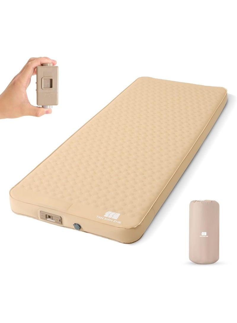 Self-inflating sleeping mattress with electric pump, single size, made of extra-thick memory foam, easy to inflate and deflate, suitable for camping, insulated with thermal insulation value for camping and travel, multi-colored - Image 1