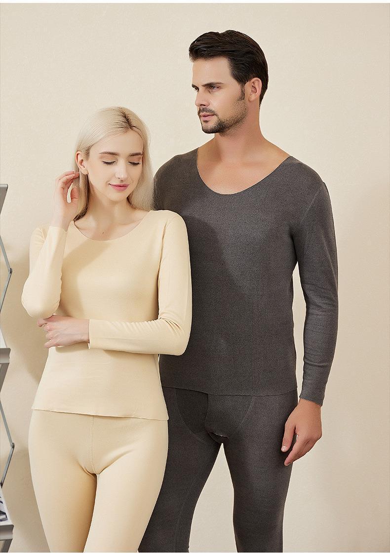Autumn and Winter AB surface de Velvet thermal underwear seamless heating slim autumn clothes suit New brushed sexy seamless women - Image 2