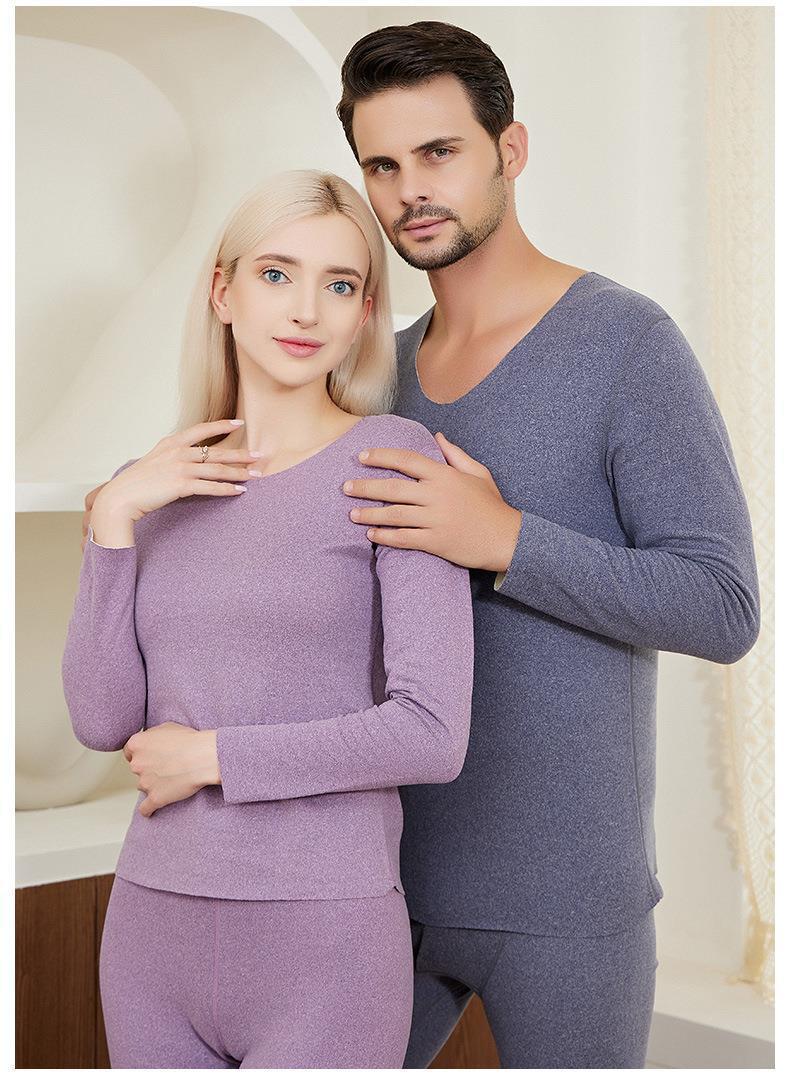Autumn and Winter AB surface de Velvet thermal underwear seamless heating slim autumn clothes suit New brushed sexy seamless women - Image 3