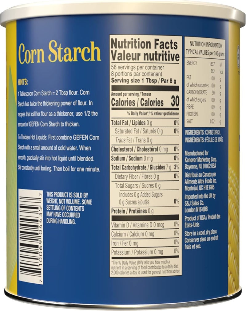 Gefen 100% Pure Corn Starch, Gluten Free, 16oz Resealable Canister (2 Pack, Total 2 Lbs) - Image 2