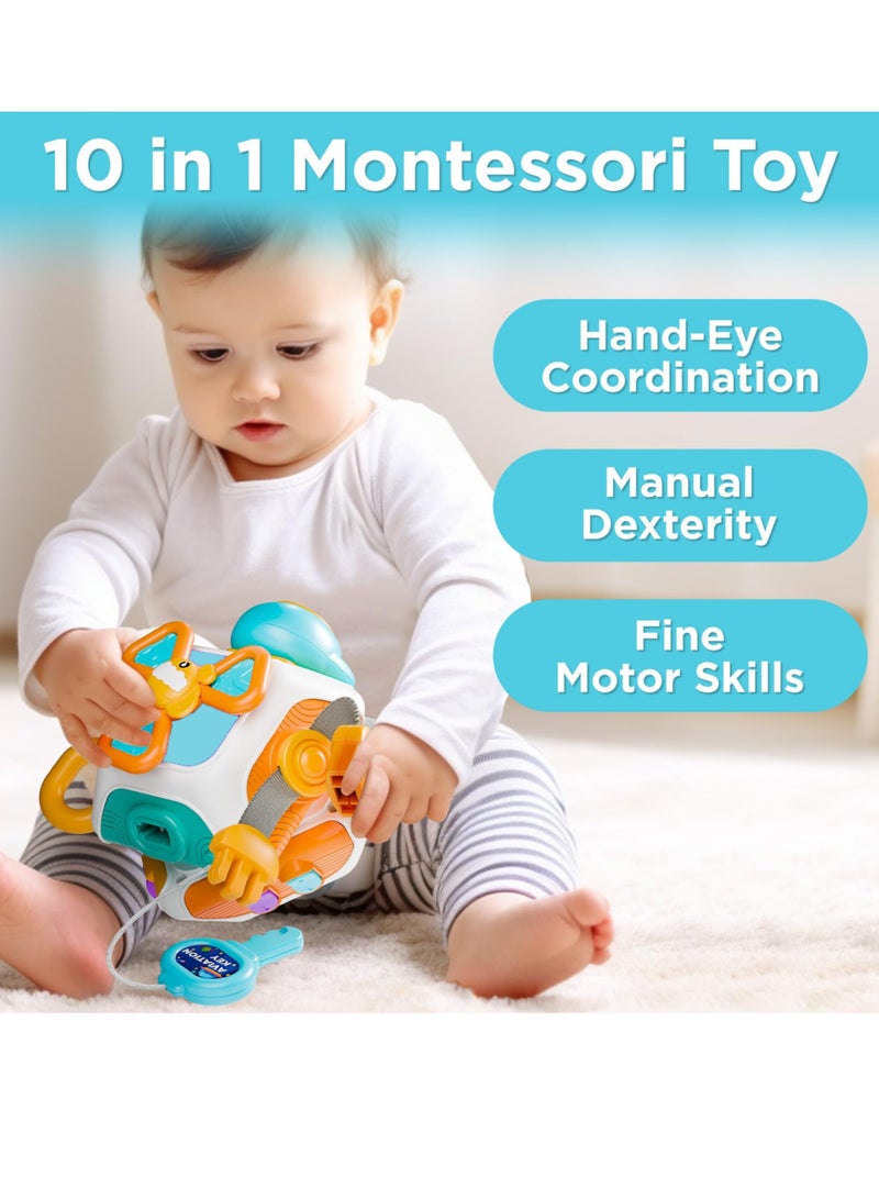 مكعب لوح بيبي مشغول، ألعاب للأطفال الصغار من 1 إلى 3 سنوات، لعبة سفر على شكل مقعد سيارة للرضع، أنشطة تعليمية تعليمية، هدية عيد ميلاد الطفل - Image 2