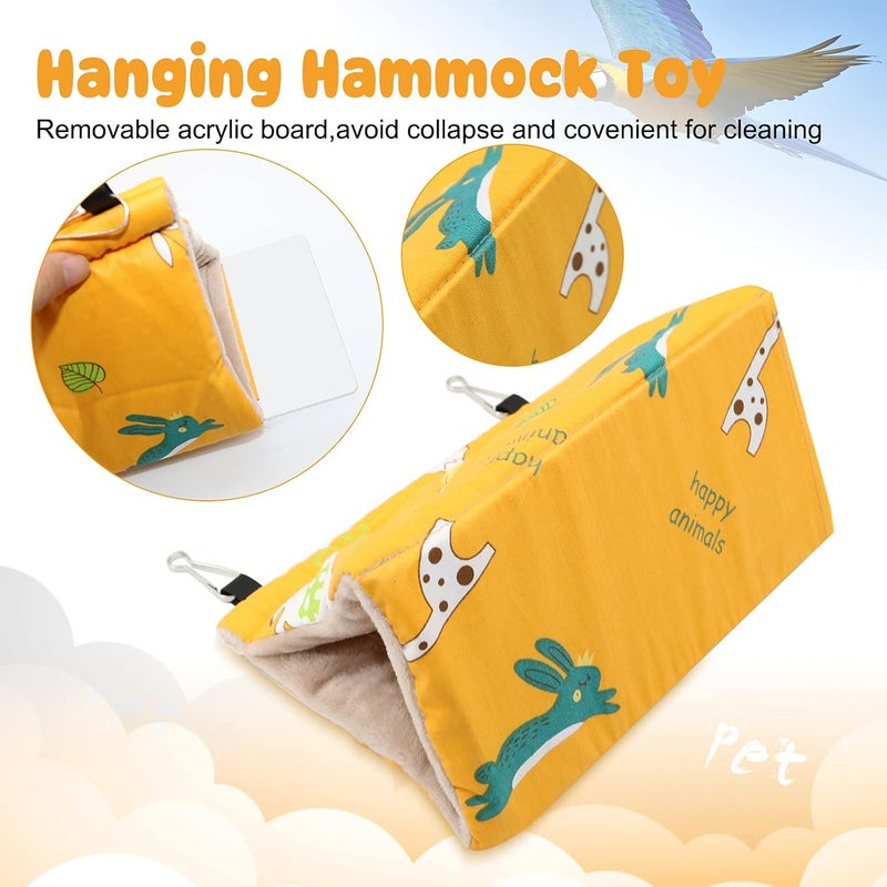 Rypet Winter Warm Bird Nest House - Hanging Hammock Velvet Shed Hut Cage Plush Fluffy Birds Hideaway Sleeping Bed Fuzzy for African Grey Cockatoo and Other Amazon Parrot Large（Yellow） - Image 5