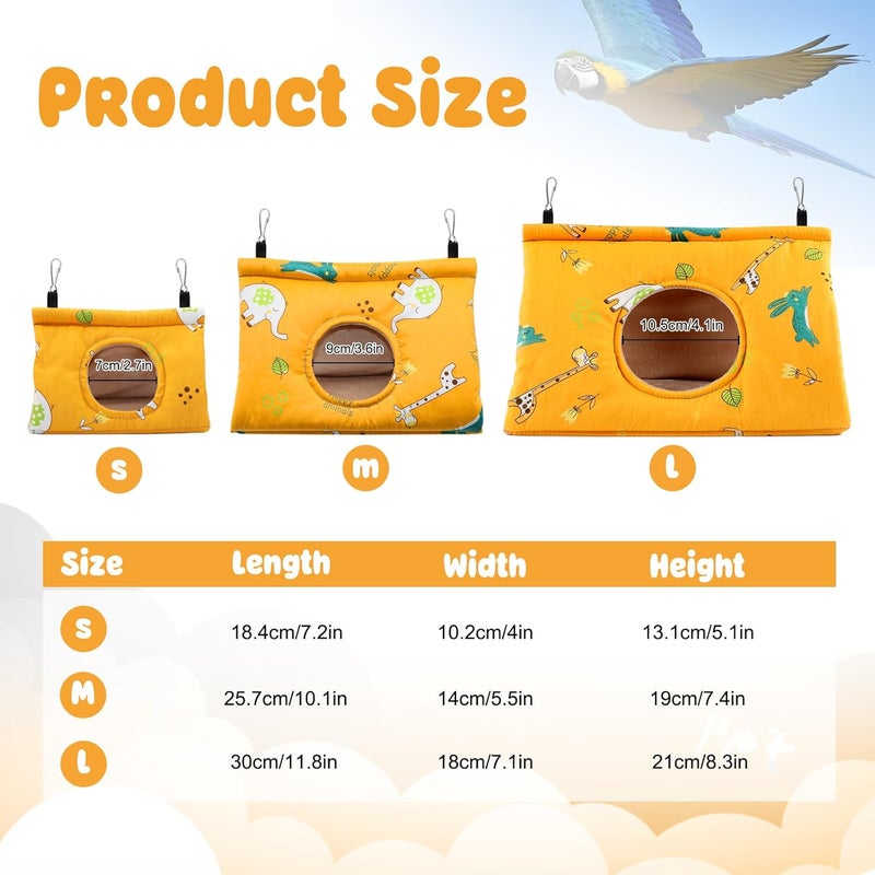 Rypet Winter Warm Bird Nest House - Hanging Hammock Velvet Shed Hut Cage Plush Fluffy Birds Hideaway Sleeping Bed Fuzzy for African Grey Cockatoo and Other Amazon Parrot Large（Yellow） - Image 2