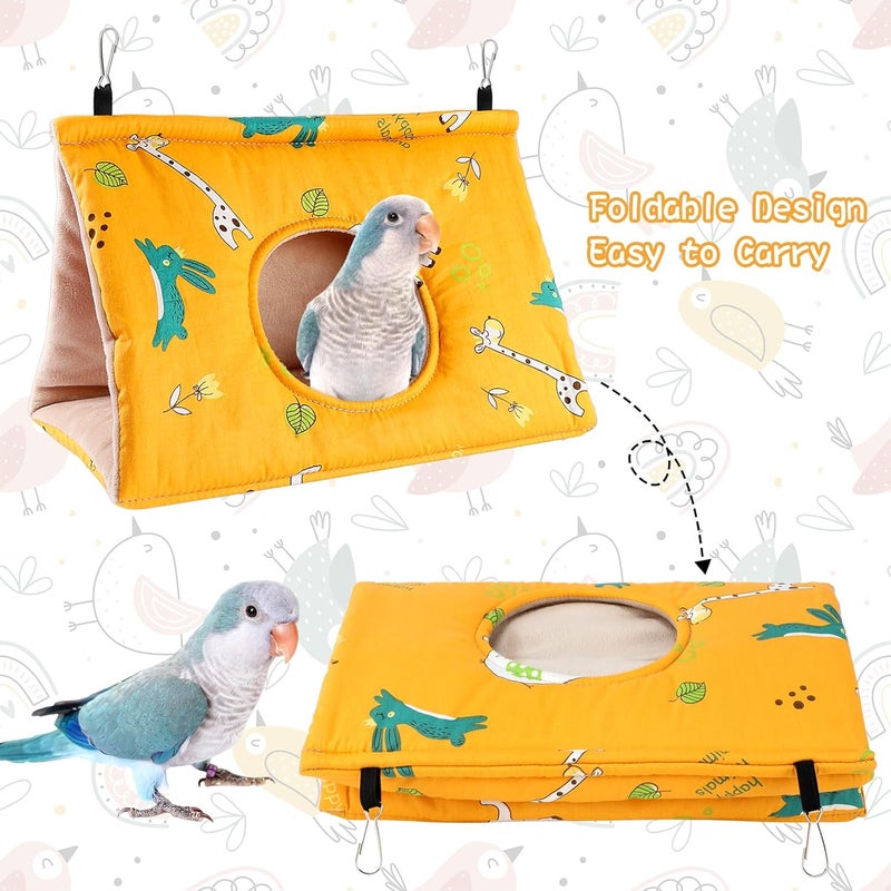 Rypet Winter Warm Bird Nest House - Hanging Hammock Velvet Shed Hut Cage Plush Fluffy Birds Hideaway Sleeping Bed Fuzzy for African Grey Cockatoo and Other Amazon Parrot Large（Yellow） - Image 4