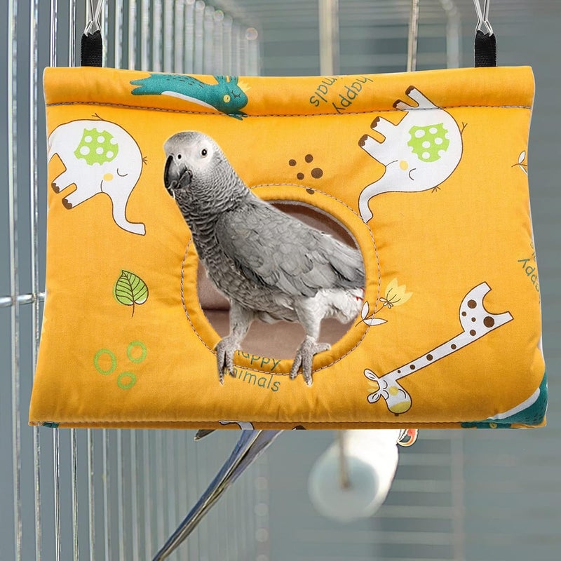 Rypet Winter Warm Bird Nest House - Hanging Hammock Velvet Shed Hut Cage Plush Fluffy Birds Hideaway Sleeping Bed Fuzzy for African Grey Cockatoo and Other Amazon Parrot Large（Yellow） - Image 3