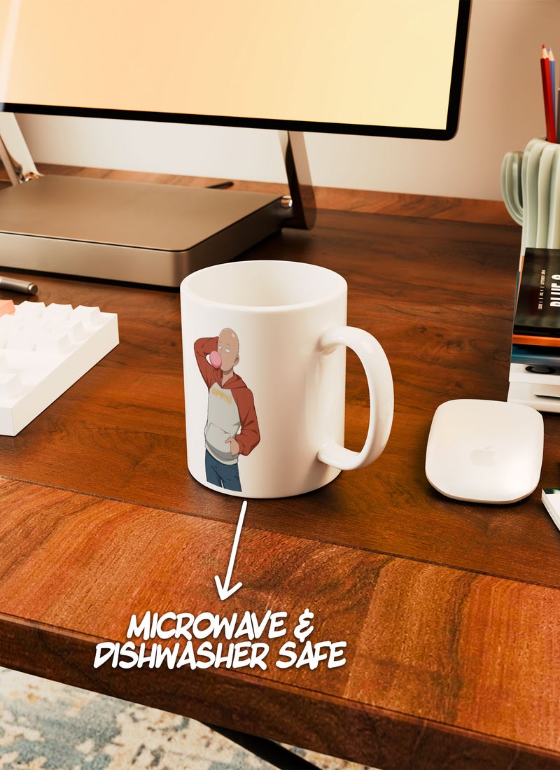 LOUD UNIVERSE White Ceramic Coffee Mug Oppa One Punch Man Caped Baldy Ceramic Tea Cup - Image 4