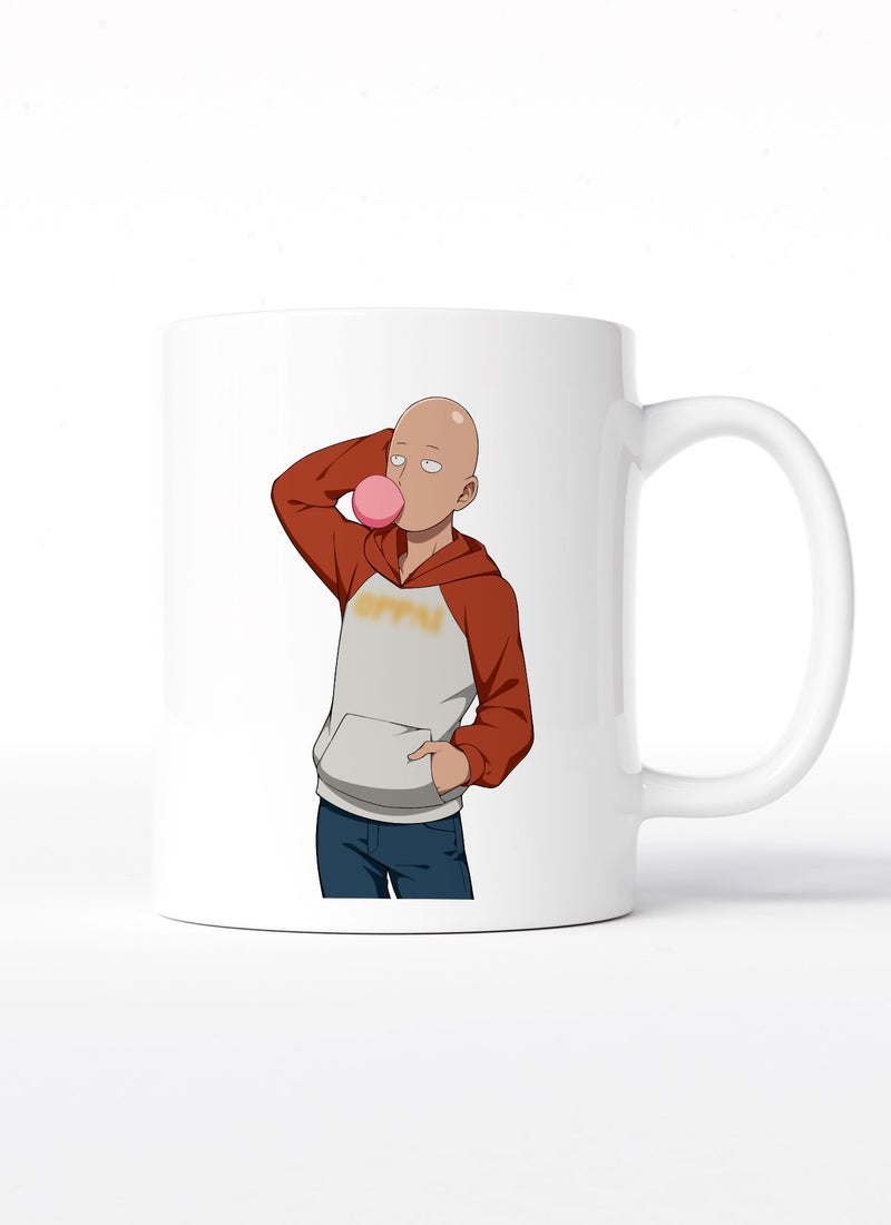 LOUD UNIVERSE White Ceramic Coffee Mug Oppa One Punch Man Caped Baldy Ceramic Tea Cup - Image 1