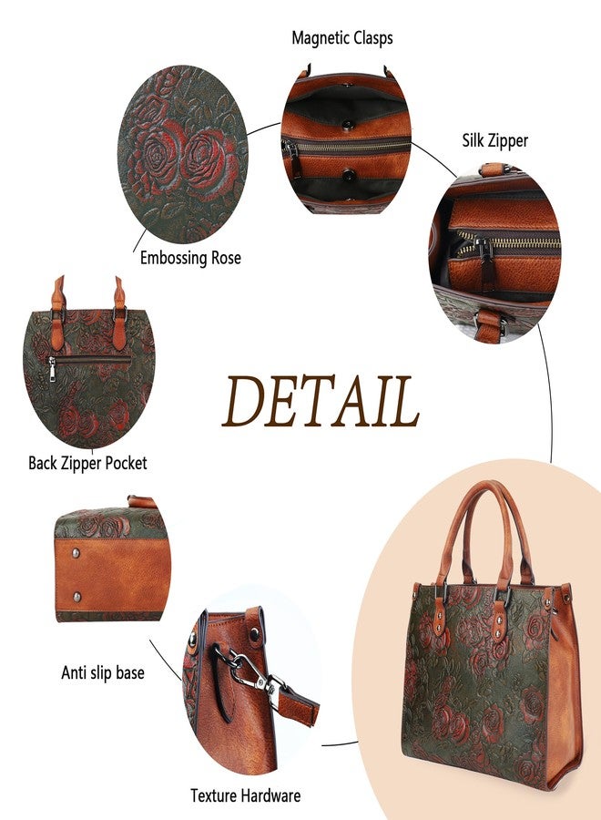 LETEULO Crossbody Bag for Women Shoulder Bag Top Handle Tote Purses Vintage Satchels Handbag Embossing Rose - Image 4