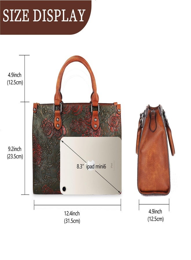 LETEULO Crossbody Bag for Women Shoulder Bag Top Handle Tote Purses Vintage Satchels Handbag Embossing Rose - Image 5