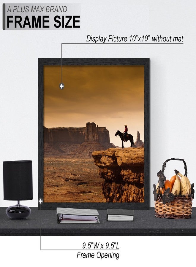 A PLUS MAX 10x10 Picture Frame Set of 2, Black Engineered Wood Frame for 10 x 10 Inch Picture Poster Photo, Light Weight 10 by 10 Frame with Wood-grain for Wall - 2 Pack/Black/10 x10 - Image 4