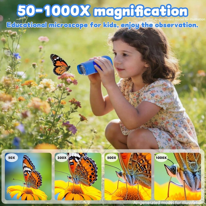 1000X Handheld Digital Microscope for Kids, Pocket Microscope with 2.0" IPS Screen, STEM Toys Birthday Gifts for Girls Boys Child, Portable Edu Science Kits Toddler - Image 4