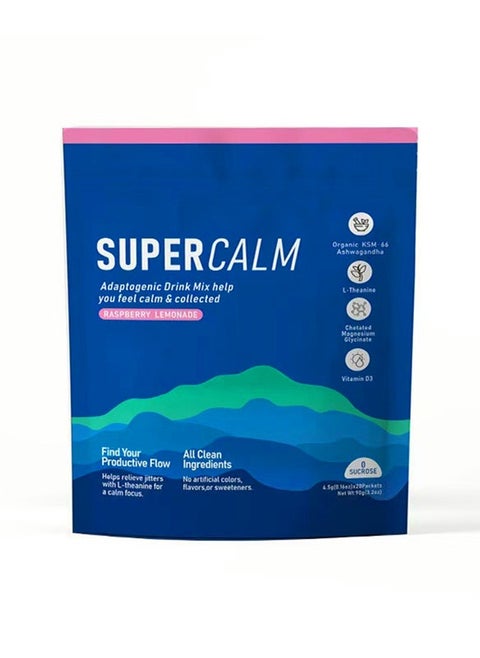 Powdered Drink Mix Raspberry Lemonade L Theanine Ksm 66 Ashwagandha  Magnesium Glycinate Vitamin D 3 Supplements for Relaxation & Focus No Sugar Non GMO On The Go 20 Ct