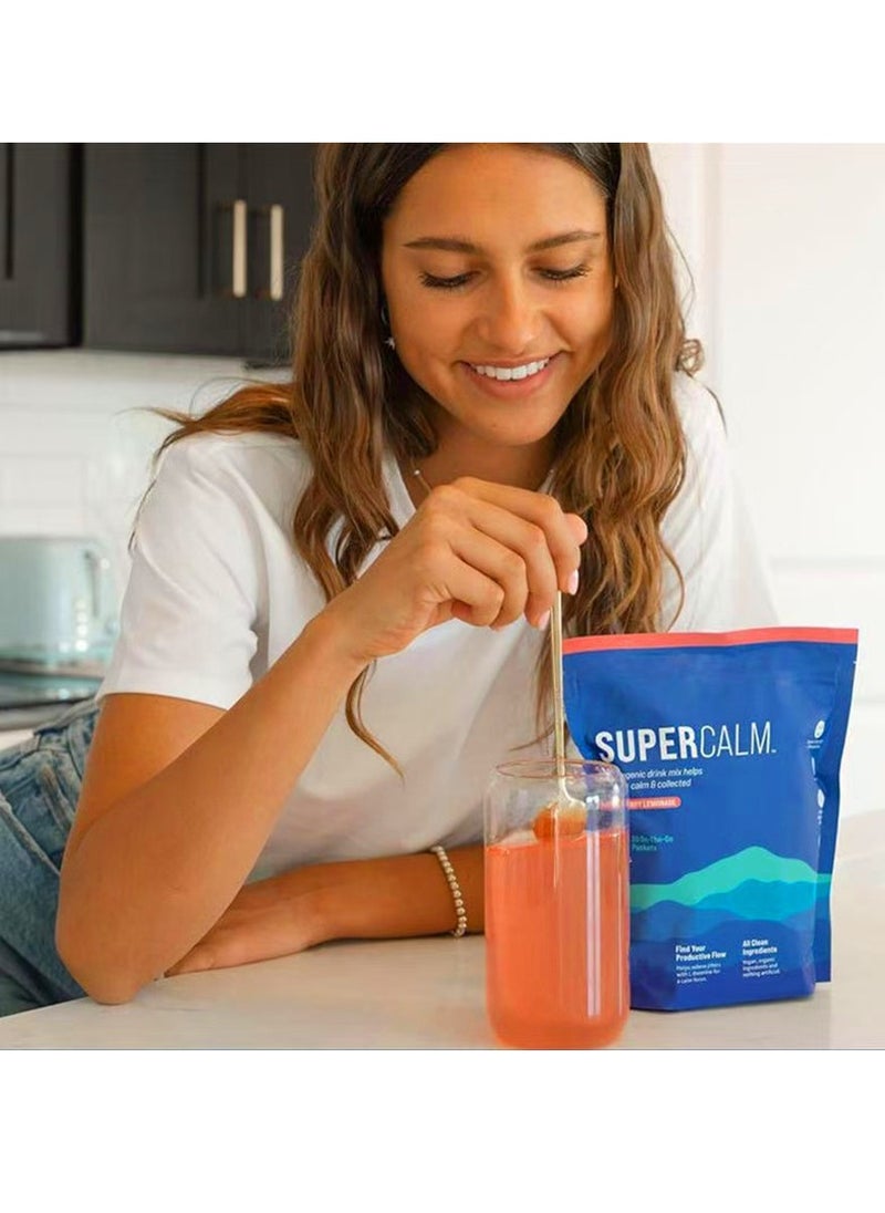 Powdered Drink Mix Raspberry Lemonade L Theanine Ksm 66 Ashwagandha  Magnesium Glycinate Vitamin D 3 Supplements for Relaxation & Focus No Sugar Non GMO On The Go 20 Ct