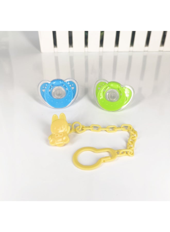 Baby Pacifier Silicone Weaning Sleeping Type Newborn Pacifier Nipple Chain Clip Round Head Play Mouth