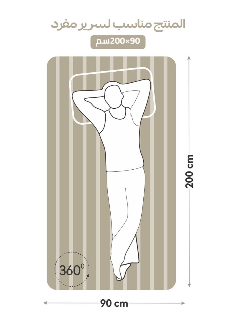 Donetella 2-Piece Striped Bedding Set – Single Fitted Sheet 90x200+30 cm with All-Around Elastic & 1 Matching Pillowcases - Image 3