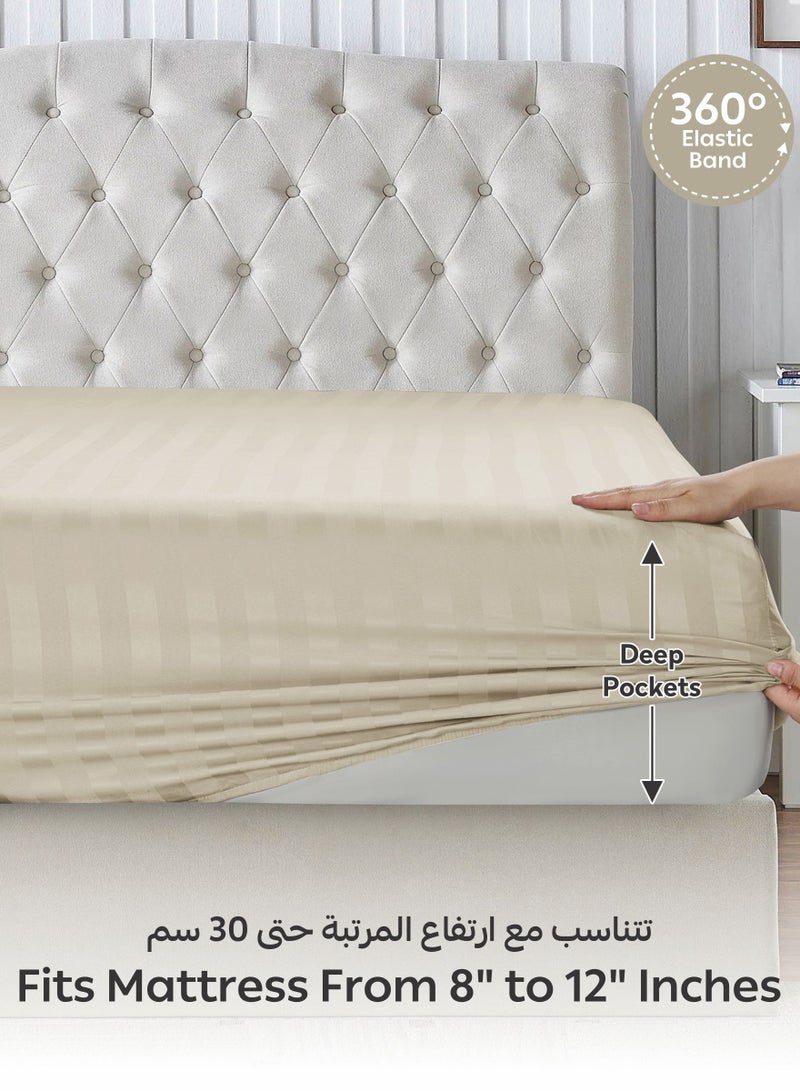 Donetella 2-Piece Striped Bedding Set – Single Fitted Sheet 90x200+30 cm with All-Around Elastic & 1 Matching Pillowcases - Image 5