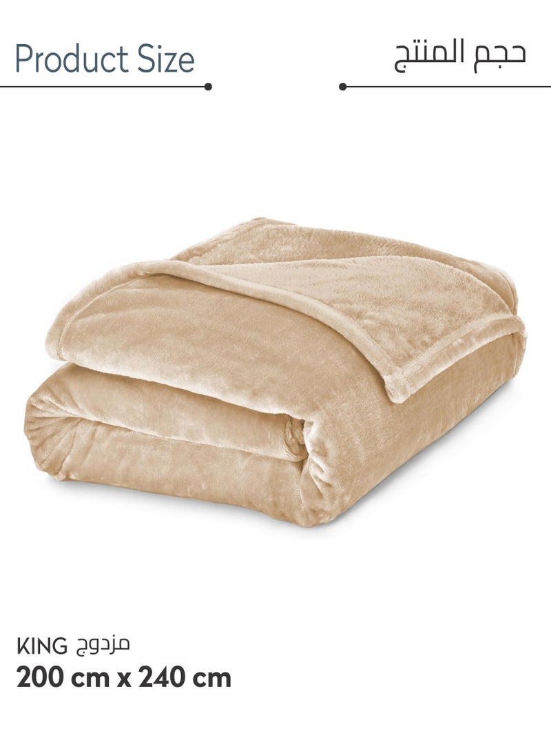 Donetella Fleece Blanket King Size(200 X 240 CM) Super Soft Throw Blanket With 300 GSM Best Lightweight Warm Plush Throws For Bed, Sofa,Couch And Camping,French Beige  - Image 3