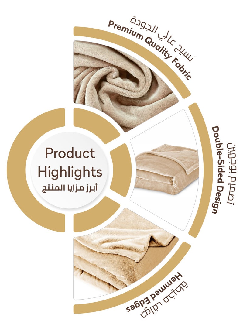 Donetella Fleece Blanket King Size(200 X 240 CM) Super Soft Throw Blanket With 300 GSM Best Lightweight Warm Plush Throws For Bed, Sofa,Couch And Camping,French Beige  - Image 4