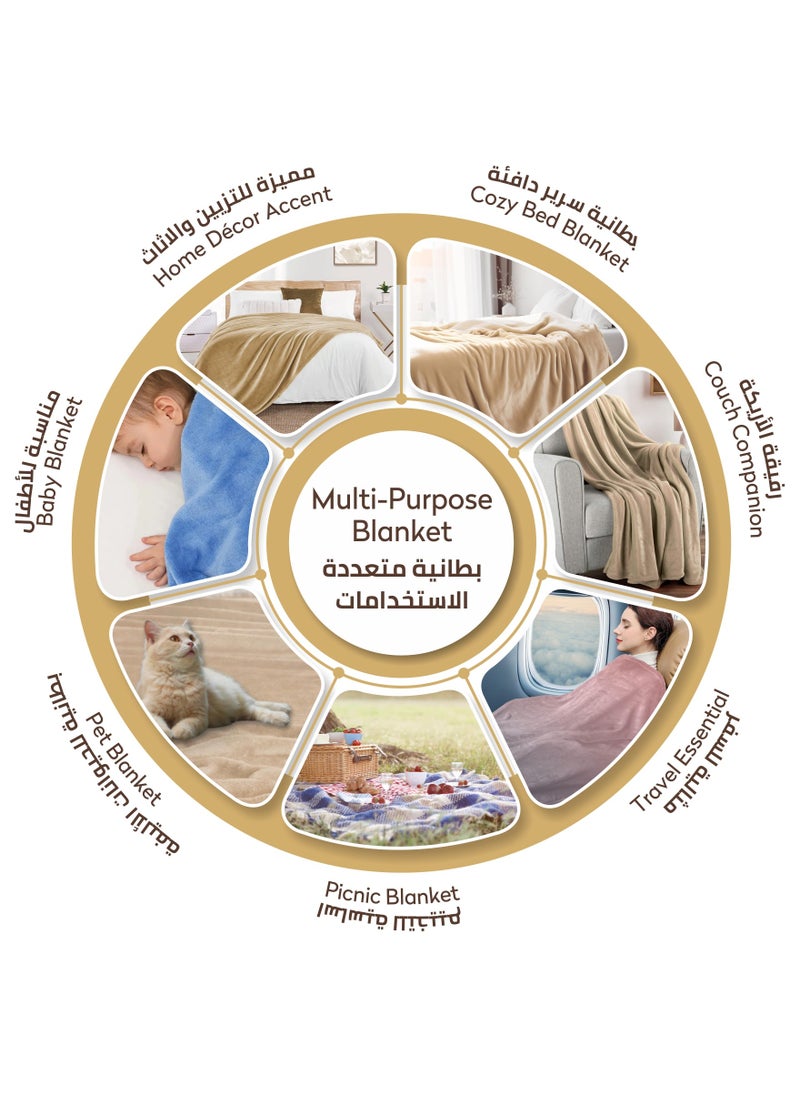 Donetella Fleece Blanket King Size(200 X 240 CM) Super Soft Throw Blanket With 300 GSM Best Lightweight Warm Plush Throws For Bed, Sofa,Couch And Camping,French Beige  - Image 5