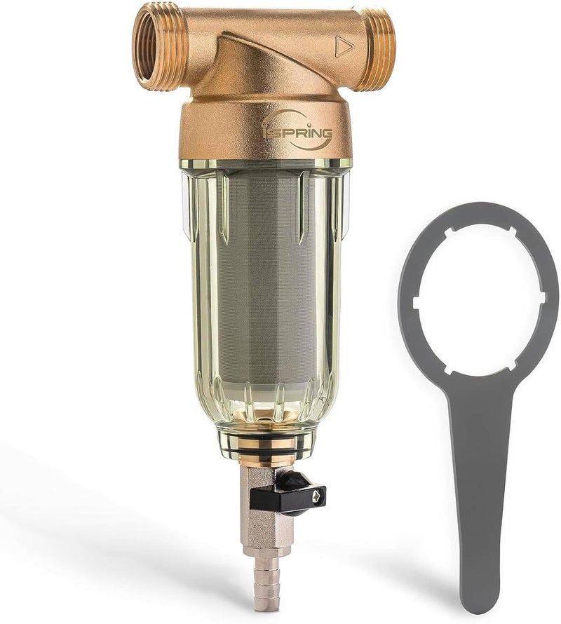 iSpring WSP50 Spin Down Sediment Water Filter Whole House Reusable Flushable Prefilter for Well Water 50Micron 1 MNPT 34 FNPT LeadFree Brass - Image 2