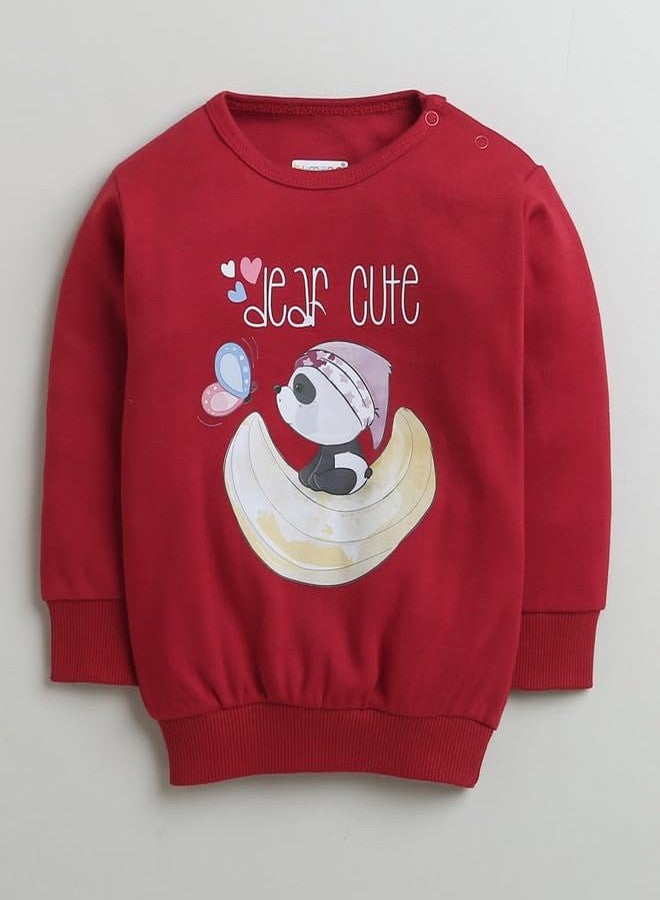 BUMZEE Maroon Girls Full Sleeves Cotton Sweatshirt & Jogger Set Age - 18-24 Months (Peb10006E-mrn) - Image 2