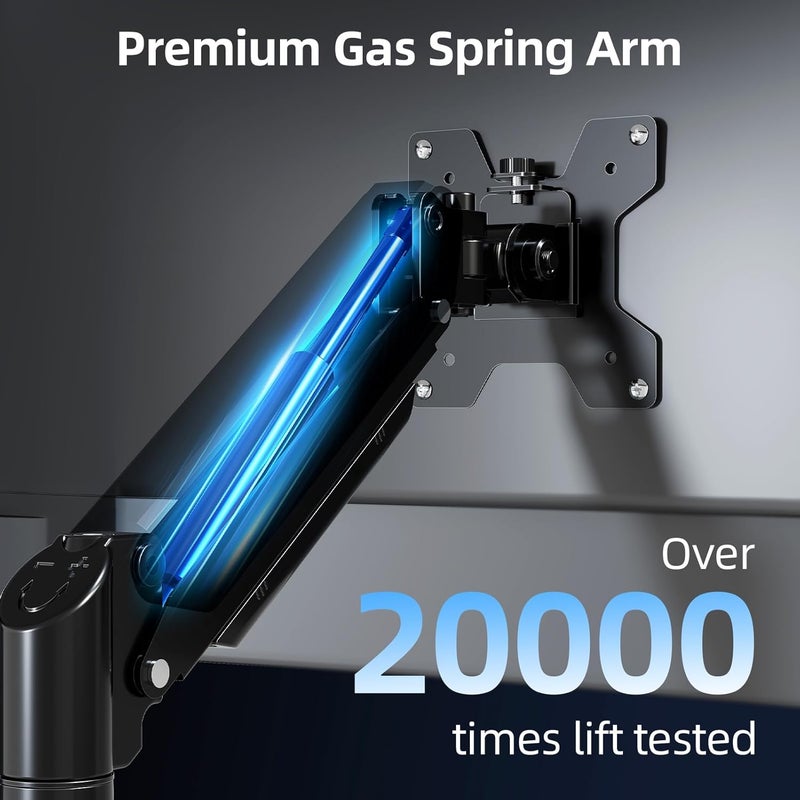 MOUNTUP Monitor Arm for 13-32 inch Screens, Monitor Desk Mount, Adjustable Height, VESA Mount with Clamp & Grommet Bases, Freelift Black - Image 5