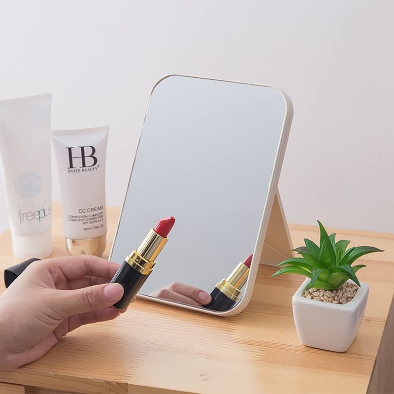 Nathgra Desktop Makeup MirrorFoldable Makeup Mirror Simple Portable Princess Mirror Square Mirror Makeup Mirror Small Mirror with Stand for Women Pink - Image 2