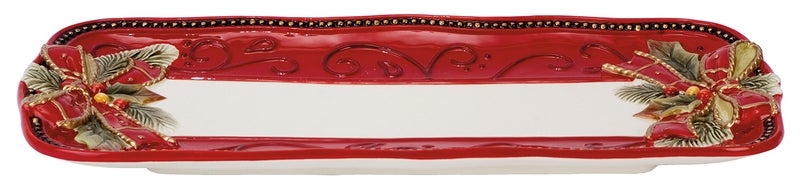 Fitz and Floyd Damask Holiday Ceramic Tray Standard Multicolored