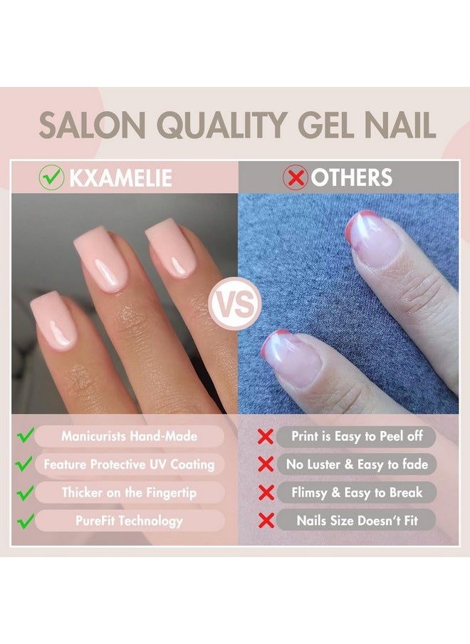 KXAMELIE - K Glossy Press On Nails Almond,Kxamelie Glue On Nails Medium Length Almond Shaped,Fake Nails Stick On Nails For Women And Girls Daily Wear In 24Pcs - Image 1