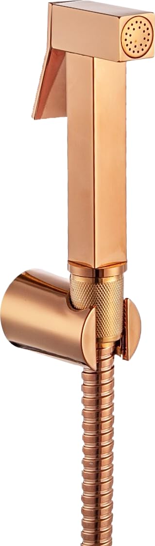 OBLONG OBLONG Brass Health Faucet Set for Bathroom 1 Meter Jet Spray for Toilet Shower Faucet with Ultra Flexible Shower Hose Flexible Hose Pipe and Wall Hook Rosegold - Image 1