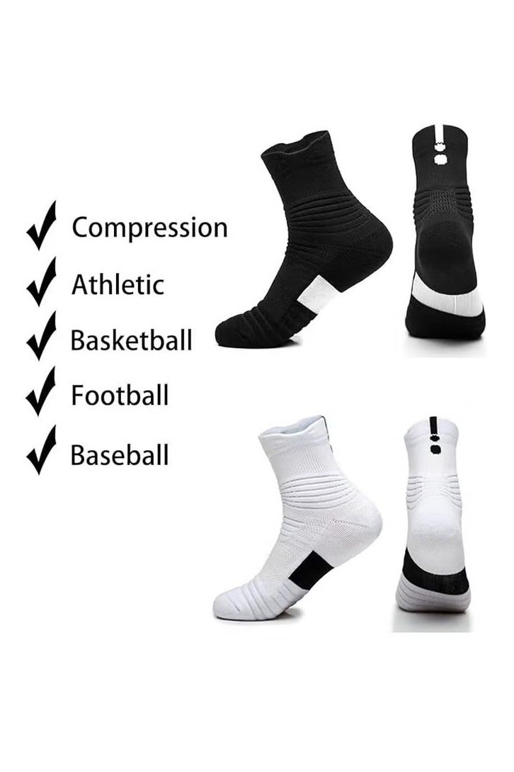 زوجان من جوارب الضغط لكرة السلة، جوارب تدريب رياضية سميكة متوسطة الأنبوب، جوارب تنس الريشة، جوارب جري للرجال والأولاد - Image 2