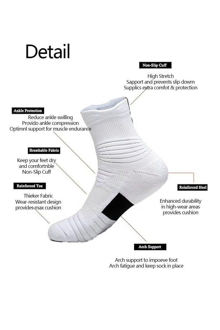 زوجان من جوارب الضغط لكرة السلة، جوارب تدريب رياضية سميكة متوسطة الأنبوب، جوارب تنس الريشة، جوارب جري للرجال والأولاد - Image 3