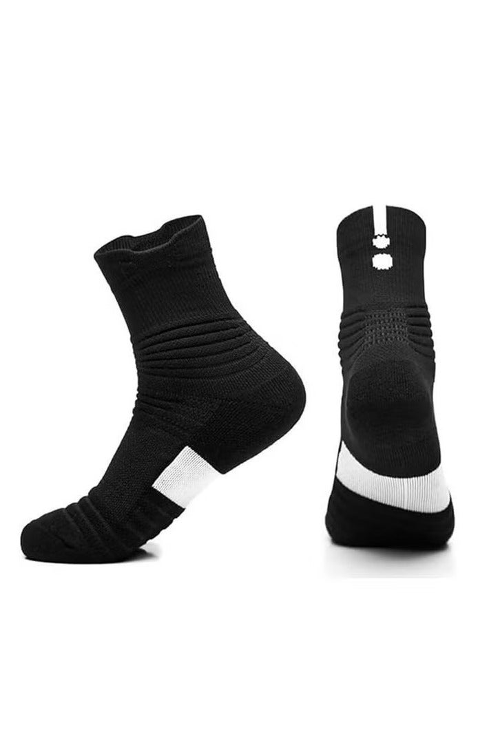 زوجان من جوارب الضغط لكرة السلة، جوارب تدريب رياضية سميكة متوسطة الأنبوب، جوارب تنس الريشة، جوارب جري للرجال والأولاد - Image 5