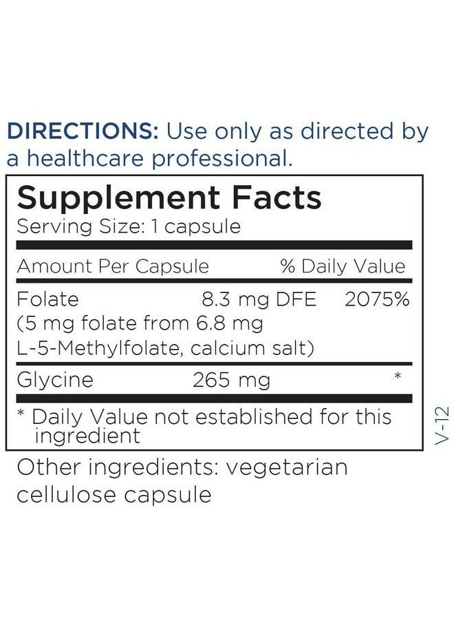 Lmethylfolate 5Mg Gluten Free & Dairy Free Folate Supplement Supports Cognitive + Brain Health L Methylfolate For Daily Use (90 Capsules)