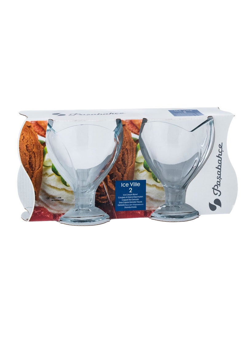 Pasabache Set of 2 leaf shaped Turkish glass ice cream bowls  - Image 2