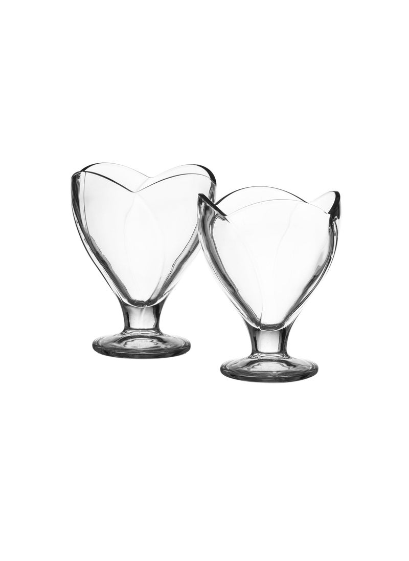 Pasabache Set of 2 leaf shaped Turkish glass ice cream bowls  - Image 1