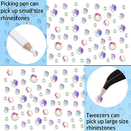 LPBeads 3456 Pieces 6 Sizes Paradise Flat Back Round Crystal Rhinestones for Crafts Nails Art Face Makeup Clothes DIY with Pick Up Tweezers and Picking Pen - Image 4