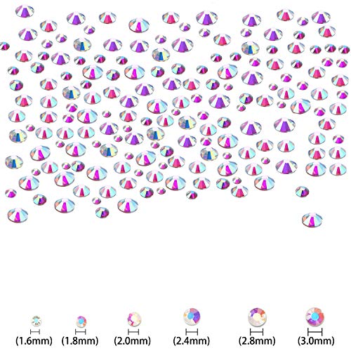 LPBeads 3456 Pieces 6 Sizes Paradise Flat Back Round Crystal Rhinestones for Crafts Nails Art Face Makeup Clothes DIY with Pick Up Tweezers and Picking Pen - Image 3