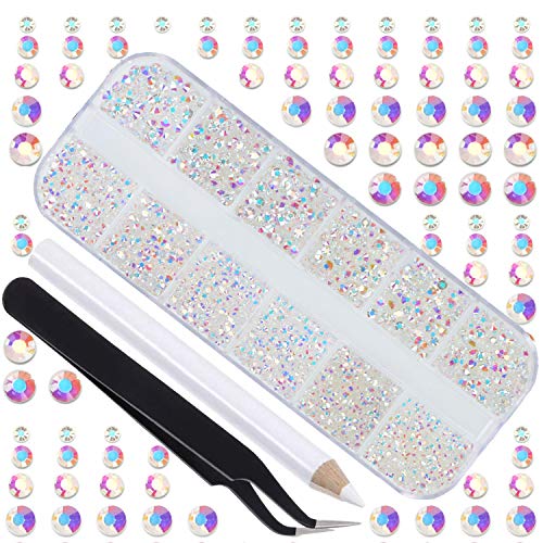 LPBeads 3456 Pieces 6 Sizes Paradise Flat Back Round Crystal Rhinestones for Crafts Nails Art Face Makeup Clothes DIY with Pick Up Tweezers and Picking Pen - Image 1