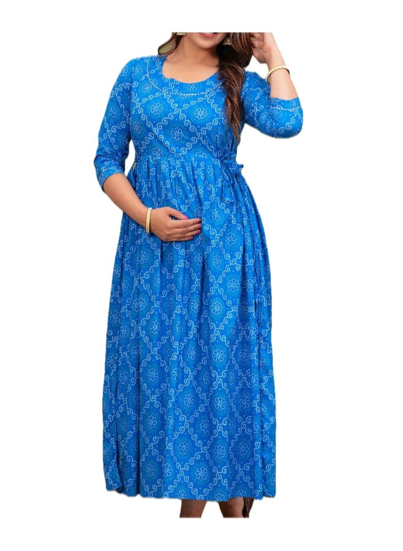 Zebees Cotton Maternity & Feeding Dress, Comfortable Fit, Concealed Zips  - Image 1