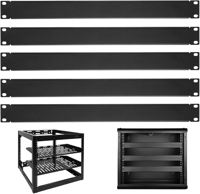 5 Pack 1U Server Rack Blank Panels Black Metal For 19 Inch Network Cabinet - Image 1