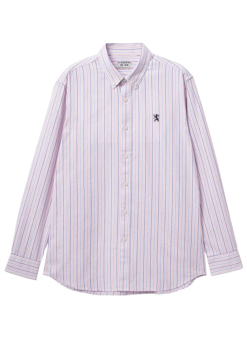 GIORDANO Men's  Shirt with Small Lion Embroidery Multicolour