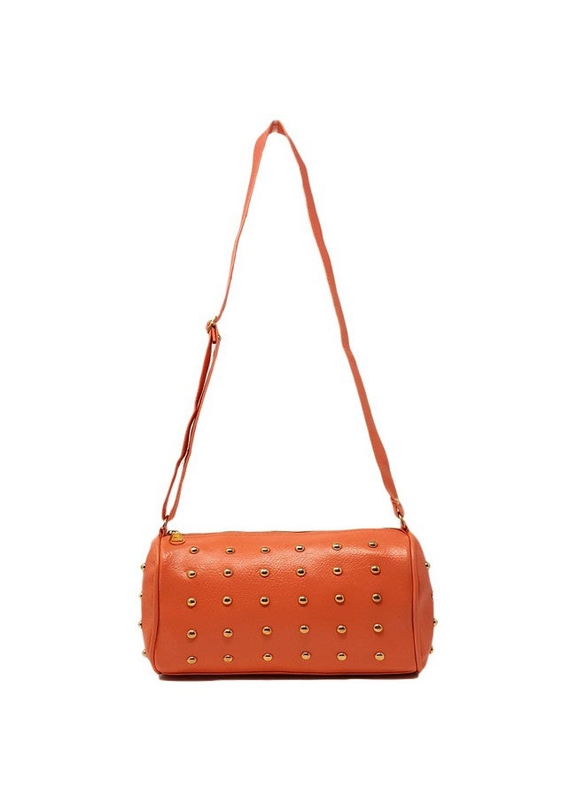 TYPIFY Women Studded Sling Bag (Orange) - Image 1