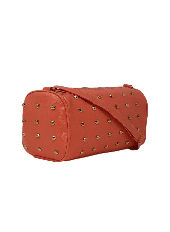 TYPIFY Women Studded Sling Bag (Orange) - Image 3