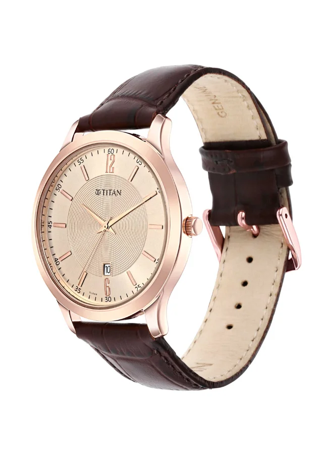 تيتان Men's Leather Analog Watch 1825WL02 - 40 mm