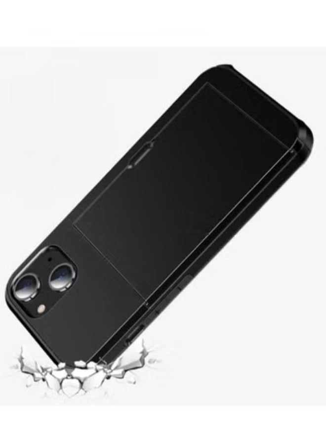 GULFLINK iPhone 15 Case with Card Holder Heavy Duty Protective Dual Layer Shockproof Hidden Card Slot Wallet Case Black - Image 2